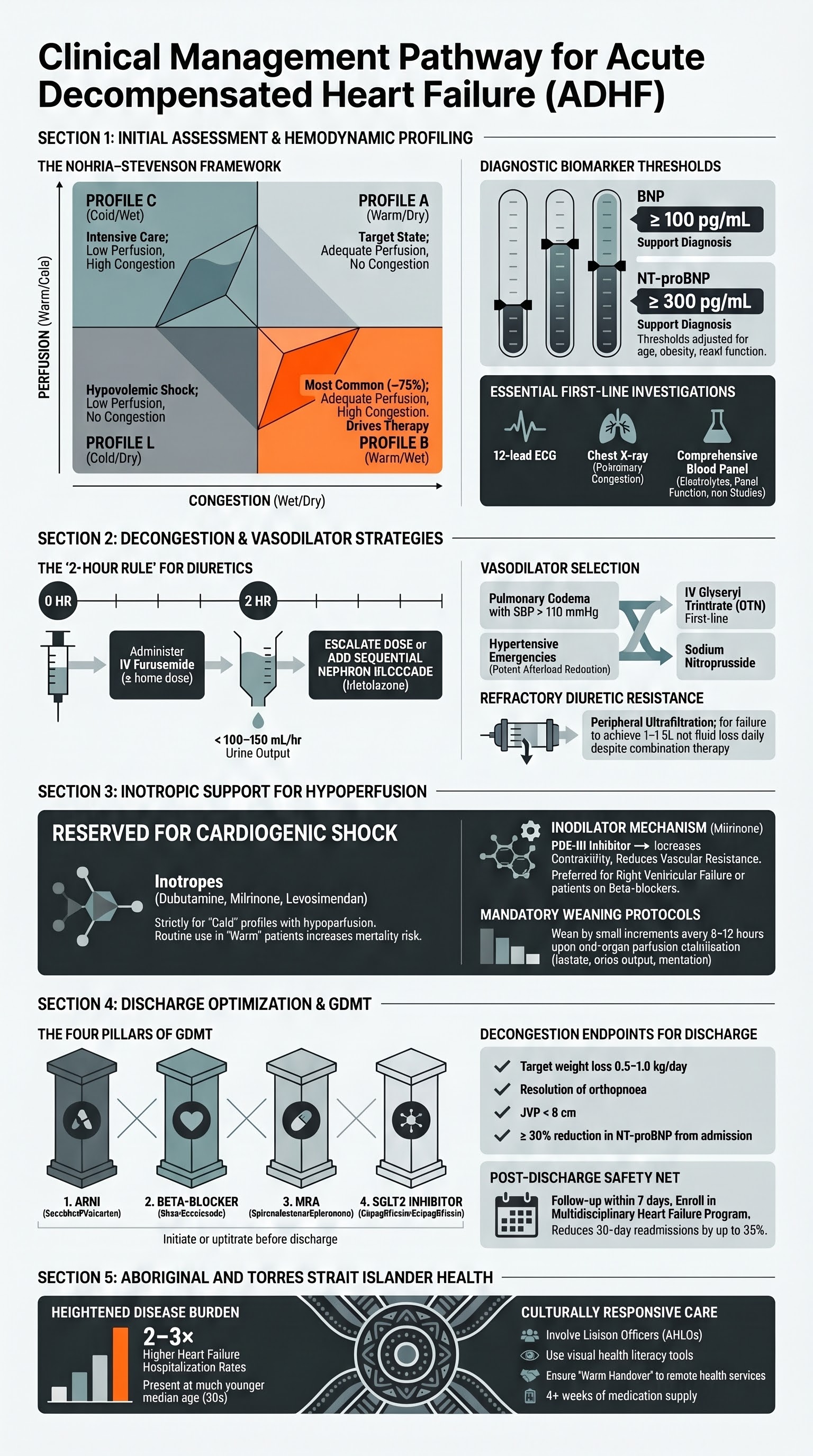 Acute Decompensated Heart Failure visual summary infographic