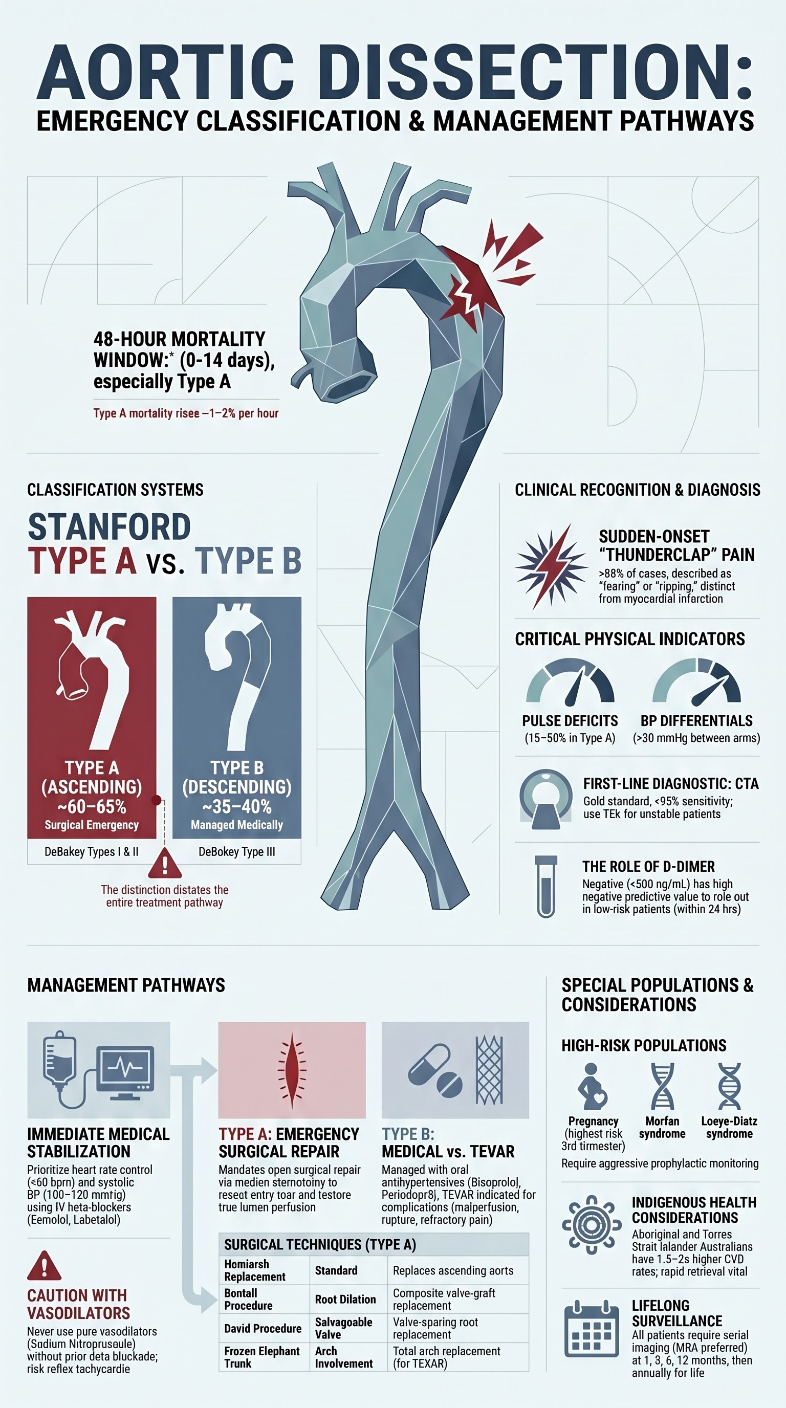 Aortic Dissection visual summary infographic