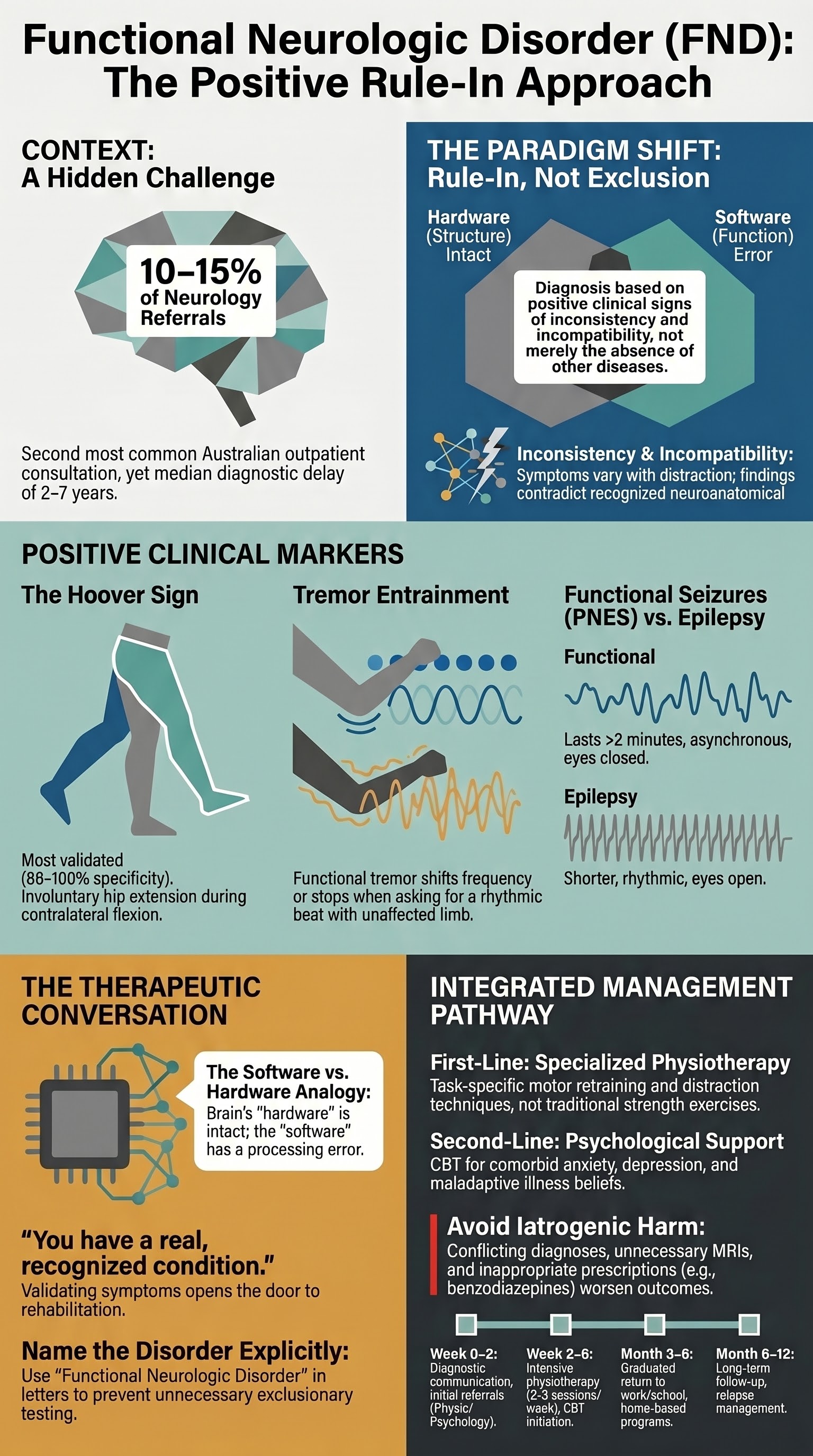 Functional Neurologic Disorder (FND) visual summary infographic