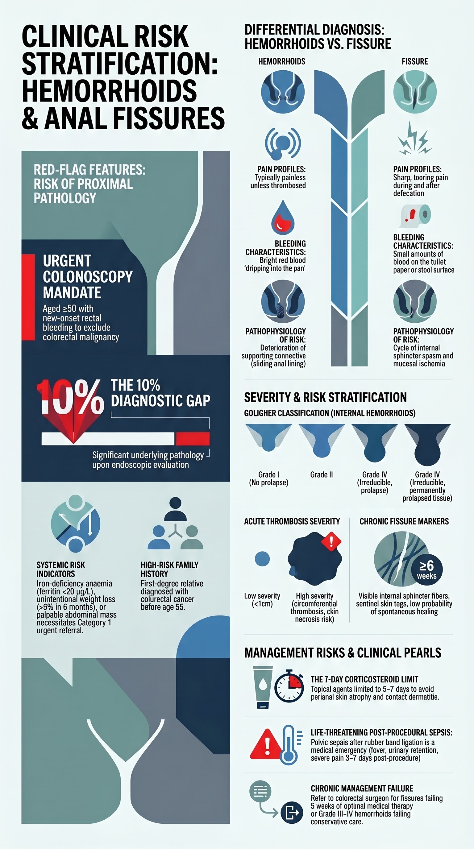 Hemorrhoids & Anal Fissures visual summary infographic