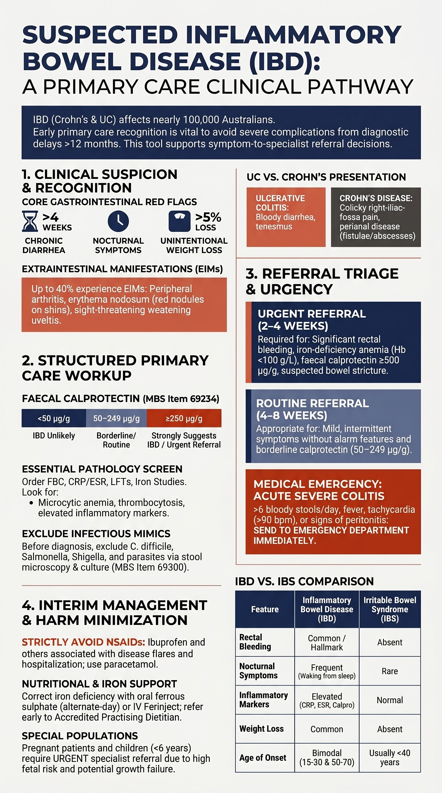 Inflammatory Bowel Disease (IBD) Suspected visual summary infographic
