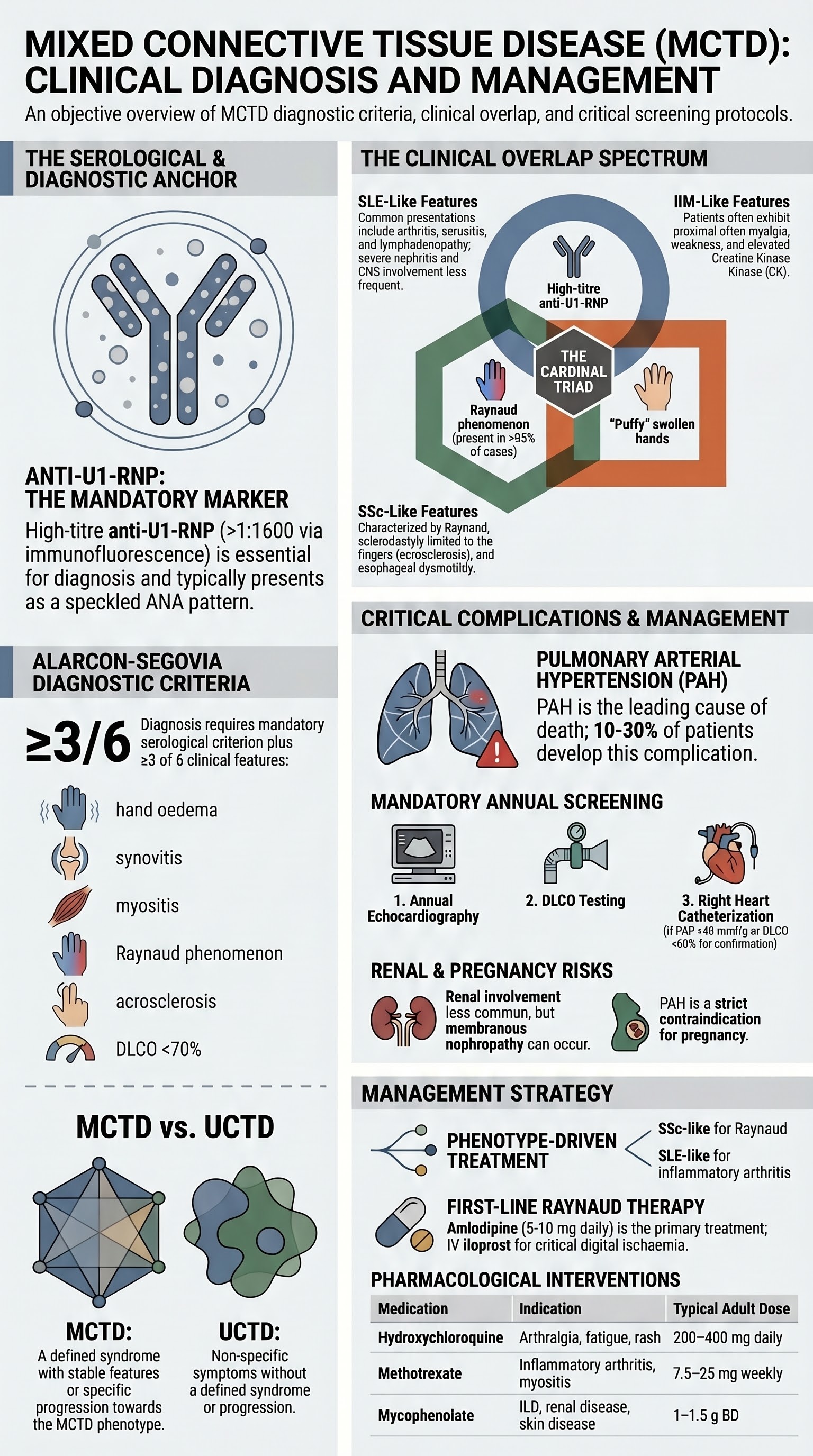 Mixed Connective Tissue Disease visual summary infographic