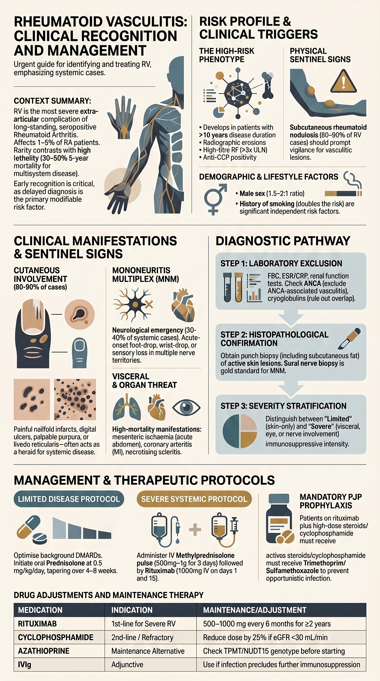 Rheumatoid Vasculitis visual summary infographic