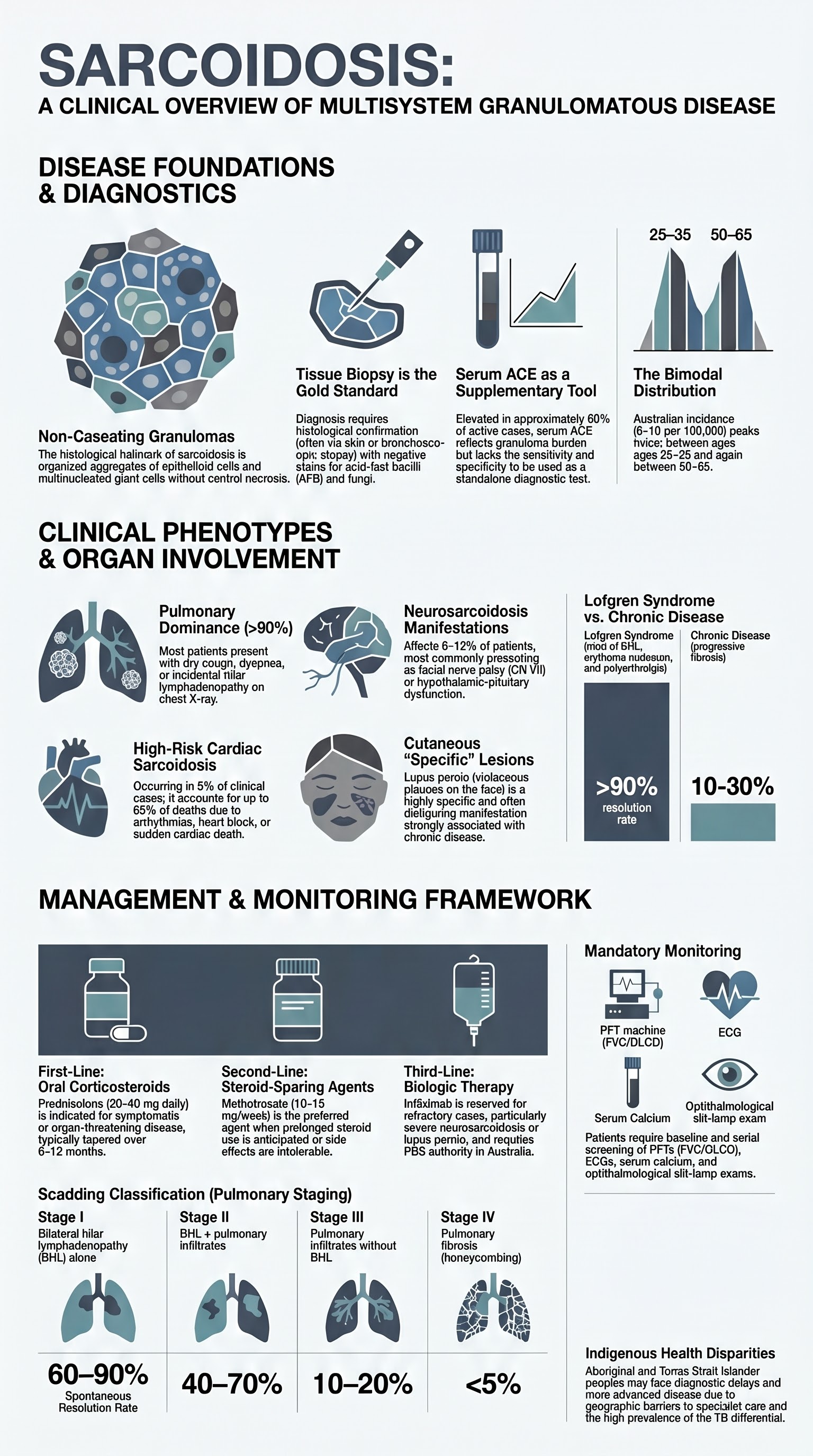 Sarcoidosis visual summary infographic
